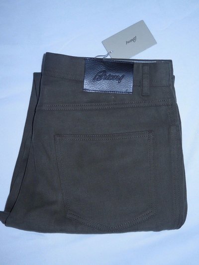 Brioni Italy Men's Khaki Green Twill Cotton Stelvio Casual Pants Trousers product
