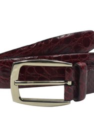 Men's Cherry Genuine Crocodile Leather Belt - Cherry