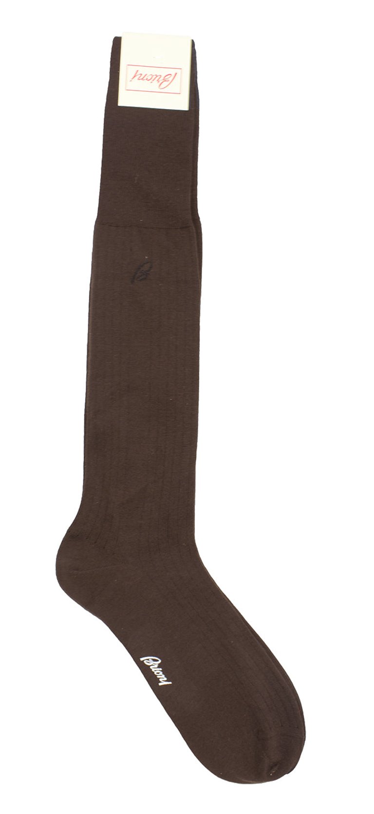 Men's Dark Brown 100% Wool Ribbed Knit Socks - Brown