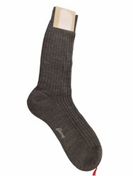 Men's Gray Ribbed Wool Blend Knit Socks - Gray