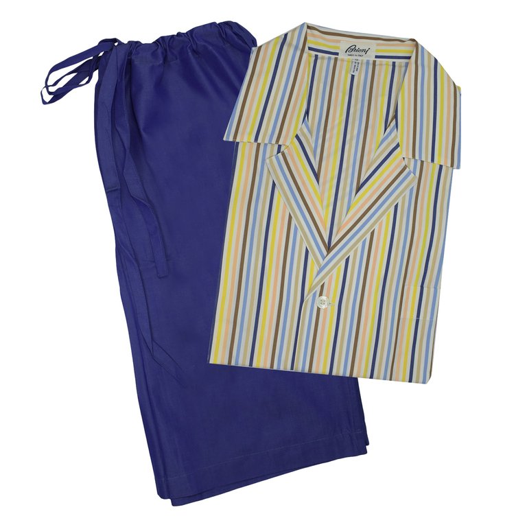 Men's Multi Colored Striped Shorts Pajamas - Multi-Color