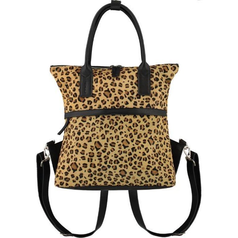 Animal Print Convertible Leather Backpack - Animal Print