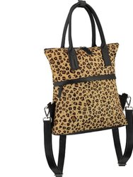 Animal Print Convertible Leather Backpack