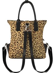 Animal Print Convertible Leather Backpack