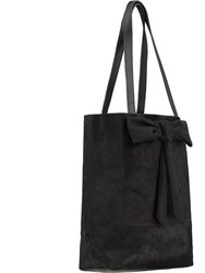 Black Bow Leather Tote - Black
