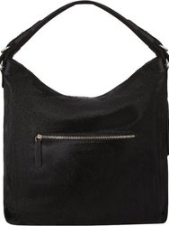 Black Calf Hair Leather Top Handle Grab Shoulder Bag 