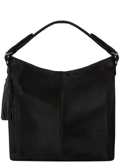 Brix + Bailey Black Calf Hair Leather Top Handle Grab Shoulder Bag  product