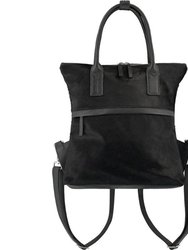 Black Convertible Leather Backpack - Black
