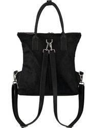 Black Convertible Leather Backpack