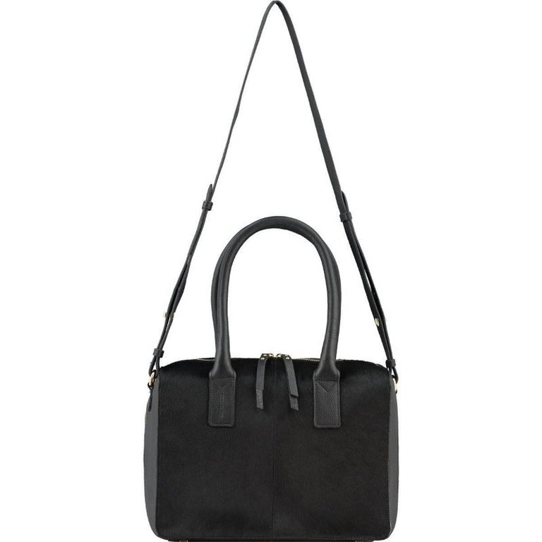 Black Leather Crossbody Shoulder Bag - Black