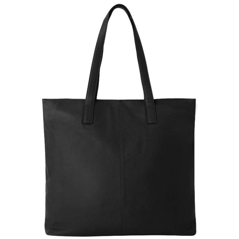 Black Leather Everyday Tote - Black