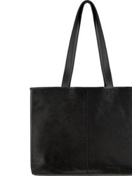 Black Leather Travel Tote