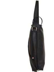 Black Premium Leather Convertible Tote Backpack