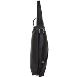 Black Premium Leather Convertible Tote Backpack