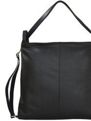 Black Premium Leather Convertible Tote Backpack