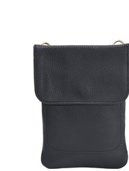 Black Premium Leather Small Phone Crossbody Bag