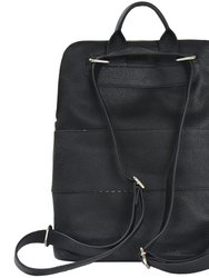 Black Premium Unisex Leather Flap Pocket Backpack