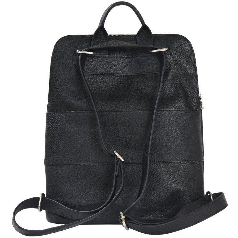 Black Premium Unisex Leather Flap Pocket Backpack