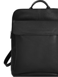 Black Premium Unisex Leather Flap Pocket Backpack