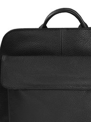 Black Premium Unisex Leather Flap Pocket Backpack