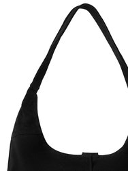 Black Soft Suede Leather Hobo Shoulder Bag