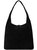 Black Soft Suede Leather Hobo Shoulder Bag - Black