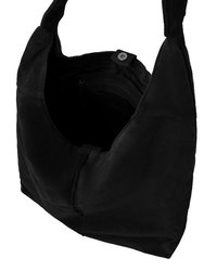 Black Soft Suede Leather Hobo Shoulder Bag