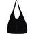 Black Suede Premium Leather Hobo Boho Shoulder Bag - Black