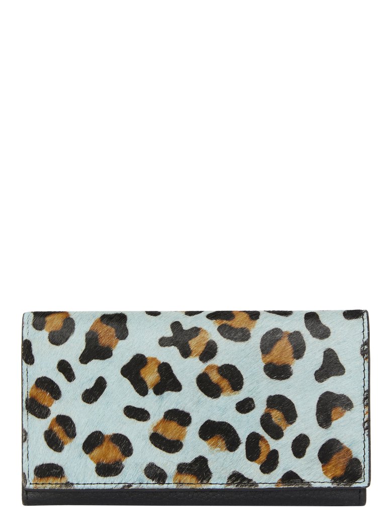 Blue Animal Print Leather Multi Section Purse - Blue Animal Print