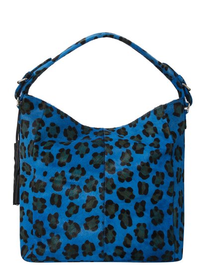 Brix + Bailey Blue Animal Print Leather Top Handle Shoulder Grab Bag product
