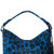 Blue Animal Print Leather Top Handle Shoulder Grab Bag