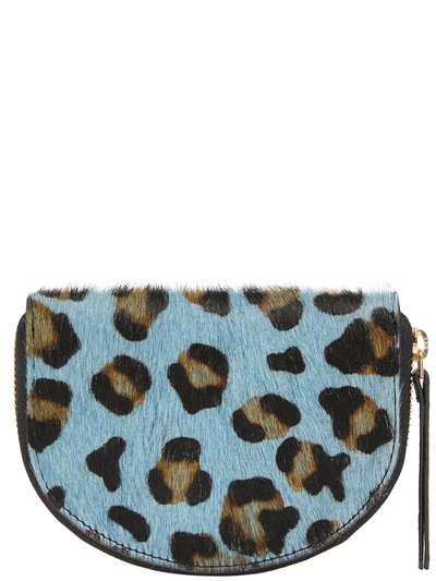 Brix + Bailey Blue Animal Print Leather Zip Around Half Moon Purse product