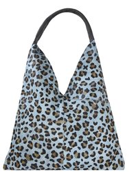 Blue Animal Print Premium Leather Boho Hobo Shoulder Bag - Animal Print