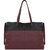 Burgundy Two Tone Horizontal Premium Leather Tote Shopper Bag