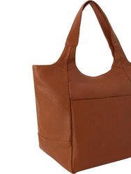 Camel Leather Pocket Tote Shoulder Bag | Bxaib