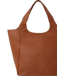 Camel Leather Pocket Tote Shoulder Bag | Bxaib