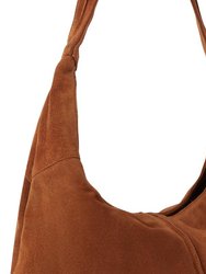 Camel Soft Suede Hobo Shoulder Bag