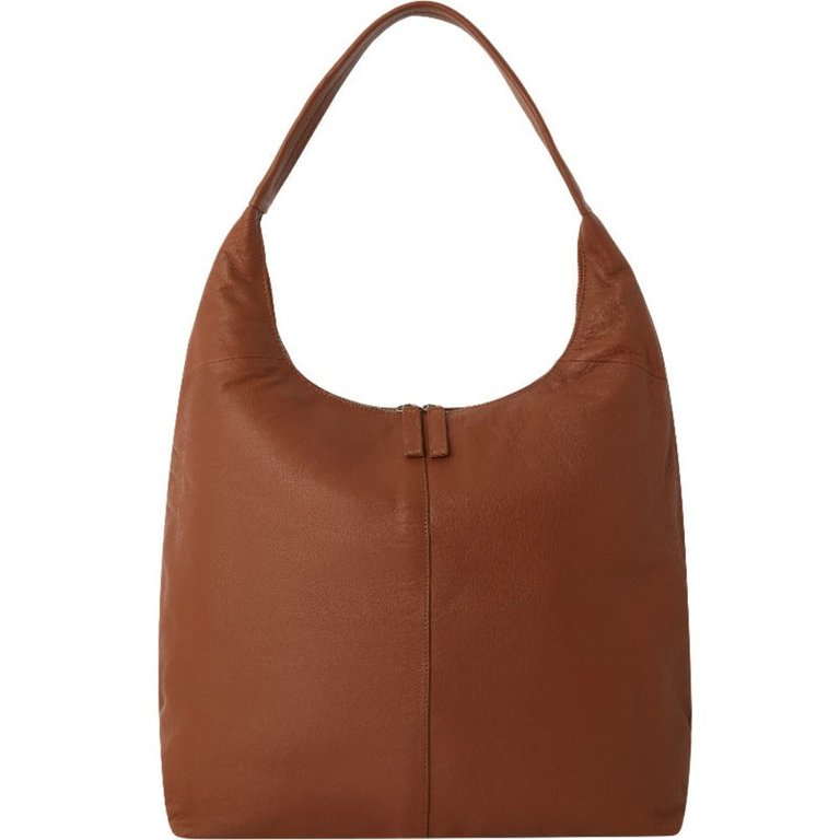 Camel Zip Top Leather Hobo Bag | Bxabd - Camel