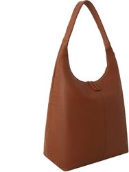 Camel Zip Top Leather Hobo Bag | Bxabd