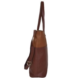 Chocolate And Tan Two Tone Premium Leather Tote Shopper bag