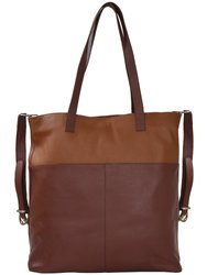 Chocolate And Tan Two Tone Premium Leather Tote Shopper bag - Chocolate and Tan