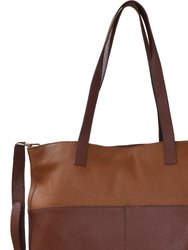 Chocolate And Tan Two Tone Premium Leather Tote Shopper bag