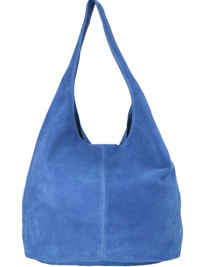 Brix + Bailey Cornflower Blue Suede Premium Leather Hobo Boho Shoulder Bag product