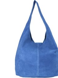 Cornflower Blue Suede Premium Leather Hobo Boho Shoulder Bag