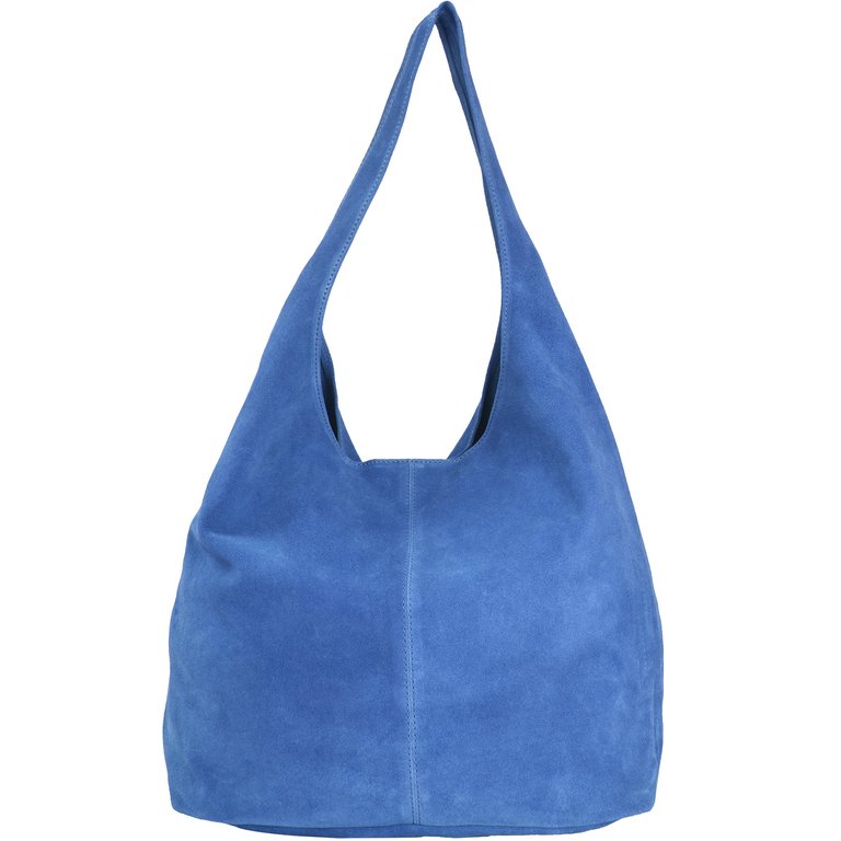 Cornflower Blue Suede Premium Leather Hobo Boho Shoulder Bag