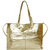 Gold Horizontal Metallic Premium Leather Tote Bag Shopper Bag