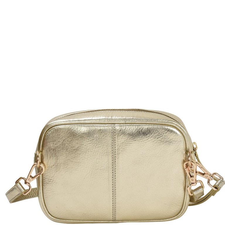 Gold Metallic Convertible Leather Crossbody Bag