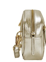 Gold Metallic Convertible Leather Crossbody Bag