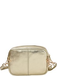 Gold Metallic Convertible Leather Crossbody Bag - Gold