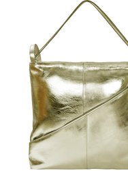 Gold Metallic Leather Convertible Tote Backpack